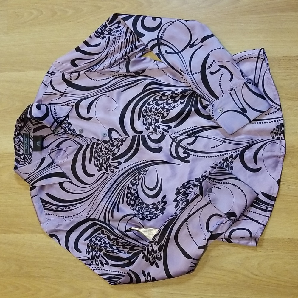 Indigo Palms womans purple silk long sleeve button down blouse size small EUC